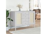Vidaxl Credenza Senja Rattan Look Bianco 112X40X80 Cm Legno Di Pino