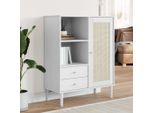Vidaxl Credenza Senja In Rattan Bianco 90X40X112 Cm In Legno Di Pino