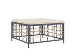 Sgabello Da Giardino Con Cuscino Beige In Poly Rattan