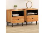 Vidaxl Comodini 2 Pezzi 40X33X46 Cm In Legno Massiccio Di Acacia