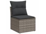 Vidaxl Divano Da Giardino Senza Braccioli Con Cuscini In Poly Rattan Grigio
