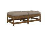 Sgabello Da Giardino Con Cuscino 2 Pz. Legno Di Pino Massiccio Marrone Miele