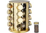 Relaxdays Carosello Di Spezie Dorate Con 16 Vasetti