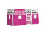 Vidaxl Letto A Castello Con Tende Rosa 75X190 Cm In Legno Di Pino Massiccio