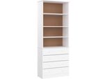 Libreria Con Cassetti Alta White 77X35X186,5 Cm Legno Di Pino