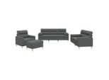 Vidaxl Set Di Divani 4 Pezzi Con Cuscini In Tessuto Grigio Scuro