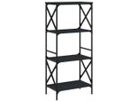 Libreria 4 Ripiani Nero 59X35X132 Cm Materiale A Base Di Legno