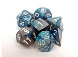 Set Di Cubetti Chessex Gemini Acciaio-Teal/Bianco 7 Pezzi