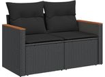Vidaxl Divano Da Giardino Con Cuscini A 2 Posti In Polirattan Nero