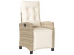Vidaxl Poltrona Da Giardino Con Poggiapiedi Regolabile Beige Poly Rattan