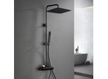 Joho Colonna Doccia Termostatico In Acciaio Inox 304 Sistema Doccia Rubinetto Con Miscelatore, Set Doccia A Pioggia Con Soffione 35×25Cm Nero