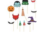 Halloween Fun Props Vampire Witch Pumpkin Demon Dracula Monster Creatures Scary Photo Booth Magic Potion Broom Accessories Night Party Decoration, Colore: Multicolore