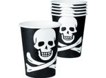 Tazza Teschio Halloween Decorazione Da Tavola 10 Pezzi Bianco E Nero 210 Ml -