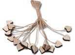 Cuori Di Legno Con Spago Per Decorazione Da Tavola 16 Pezzi Marrone 2X2X0,7Cm -