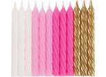 Candele Di Compleanno Decorazione Torta 24 Pezzi Rosa-Bianco-Oro - Taglia Unica