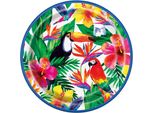 Piatto Di Carta Tropicale Decorazione Da Tavola 8 Pezzi Colorati 23Cm - Taglia Unica
