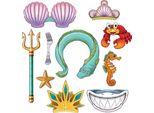 Set Fotografico Sirena Motivo Mondo Sottomarino 10 Pezzi Colorati - Taglia Unica
