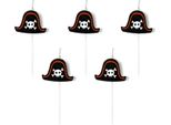 Candele Di Compleanno Pirata Decorazione Per Torta 5 Pezzi Nero-Bianco-Rosso 2 Cm -