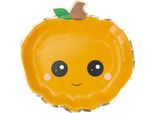 Piatto Zucca Decorazione Festa Halloween 8 Pezzi Arancio-Nero 23 Cm - Taglia Unica
