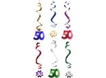 50. Decorazione Compleanno Spirali 6 Pezzi Colorati 61Cm - Taglia Unica