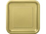 Piatti Di Carta Per Feste Quadrati 14 Pezzi Oro 23Cm - Taglia Unica