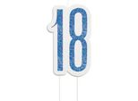Candela Di Compleanno 18 Anni Decorazione Torta Blu-Bianco - Taglia Unica