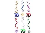 Spirali Appese Decorazione Compleanno Anniversario Numero 70 6 Pezzi Colorati 61Cm - Taglia Unica