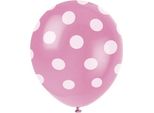 Palloncini Decorazione Camera 6 Pezzi Rosa-Bianco A Pois - Taglia Unica