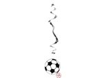 Decorazione Calcio Appesa A Spirale 6 Pezzi Bianco-Nero-Argento 80 Cm - Taglia Unica