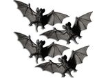 Decorazione Di Halloween A Pipistrello Nero-Marrone Set Di 4 11Cm - Taglia Unica