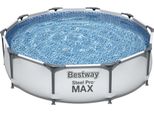 Bestway® Steel Pro Max™ Frame Piscina Senza Pompa Ø 305 X 76 Cm, Grigio Chiaro, Rotonda