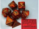 Set Di 7 Cubi Chessex Poly: Scarabeo Scarlatto / Oro