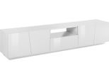 Dmora Mobile Porta Tv Azzurras 43X220X46H Cm Bianco Lucido, Apertura Battente 3 Vani Italy