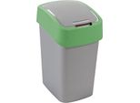 Cestino Curver Flip Bin, 9 Litri, Grigio Argento/Verde, Per Rifiuti