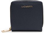 Lazarotti Pelle Portafoglio Bologna Leather Zip Wallet With 6 Card Slots Navy Blu Scuro