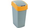 Cestino Curver Flip Bin, 45 Litri, Grigio Argento/Giallo, Per Rifiuti