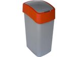 Cestino Curver Flip Bin, 45 Litri, Grigio Argento/Rosso, Per Rifiuti