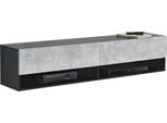 In And Outdoormatch Armadio Galleggiante Selena - 140 X 31 X 30 Cm - Look Nero E Cemento - Truciolare - Design Deluxe