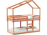 Vidaxl Letto A Castello Con Tetto Marrone Cera 75X190 Cm In Legno Di Pino Massiccio