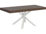 Tavolo Allungabile 90X90/194 Cm Clerk Premium Piano Noce - Gambe Bianche