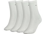 Tommy Hilfiger Calze Da Donna, Confezione Da 4 - Classiche, Calze, Bianco Tinta Unita 35-38