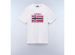 Napapijri T-Shirt Uomo Stampa Bianca Manica Corta Scollo Rotondo : Taglia - L Taglia: L