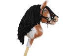 Cavallo Su Hobbyhorse Super Hobby Horse Premium - Cavallo Tobiano Marrone Con Criniera Neraa4 - 5902366024049