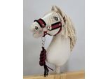 Set Per Cavallo Da Tiro: Cavezza A3 Con Pelliccia Nera + Cordino Per Cavezza - Nero-Bordeaux - 5902366024605