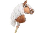 Cavallo Su Hobbyhorse Super Hobby Horse Premium - Cavallo Tobiano Marrone Con Criniera Bianca A4 - 5902366024063