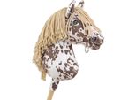 Cavallo Su Bastone Super Hobby Horse Premium - Cavallo Leopardo Marrone Con Criniera Beige A3 - 5902366024223