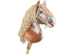 Cavallo Su Hobbyhorse Super Hobby Horse Premium - Cavallo Tobiano Marrone Con Criniera Beige A3 - 5902366024070