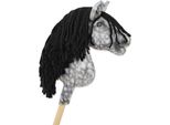 Cavallo Su Bastone Super Hobby Horse Premium - Grigio Mela Con Criniera Nera A4 - 5902366024124