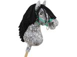 Cavallo Su Bastone Super Hobby Horse Premium - Grigio Mela Con Criniera Nera A3 - 5902366024155