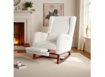 Sedia A Dondolo Fortuna Lai In Tessuto Di Lino, Tradizionalmente Elegante, Sedia A Dondolo, Sedia Da Soggiorno, Beige
